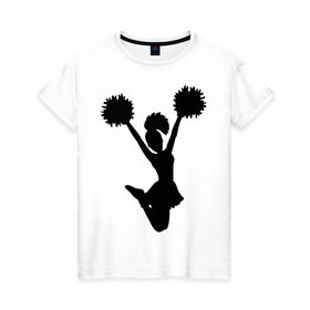 Женская футболка хлопок с принтом Черлидерша , 100% хлопок | прямой крой, круглый вырез горловины, длина до линии бедер, слегка спущенное плечо | болельщица | разное спортивное | спорт | черлидерша
