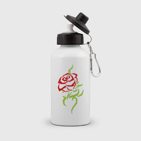 Бутылка спортивная с принтом Нежная роза , металл | емкость — 500 мл, в комплекте две пластиковые крышки и карабин для крепления | нежная роза | прикольные картинки | роза | цветочки | шипы
