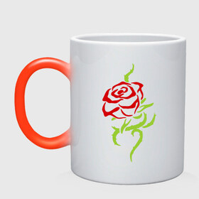 Кружка хамелеон с принтом Нежная роза , керамика | меняет цвет при нагревании, емкость 330 мл | нежная роза | прикольные картинки | роза | цветочки | шипы
