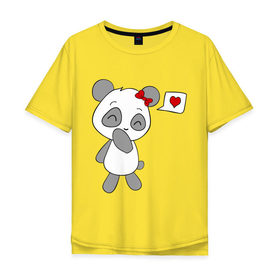 Мужская футболка хлопок Oversize с принтом Панда девочка(парная). , 100% хлопок | свободный крой, круглый ворот, “спинка” длиннее передней части | панда
