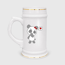 Кружка пивная с принтом Панда девочка(парная). ,  керамика (Материал выдерживает высокую температуру, стоит избегать резкого перепада температур) |  объем 630 мл | панда