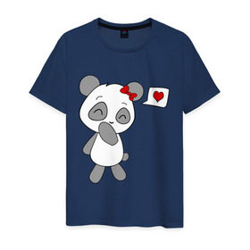 Мужская футболка хлопок с принтом Панда девочка(парная). , 100% хлопок | прямой крой, круглый вырез горловины, длина до линии бедер, слегка спущенное плечо. | панда