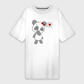 Платье-футболка хлопок с принтом Панда девочка(парная). ,  |  | панда