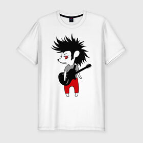 Мужская футболка премиум с принтом Ежик рок музыкант , 92% хлопок, 8% лайкра | приталенный силуэт, круглый вырез ворота, длина до линии бедра, короткий рукав | Тематика изображения на принте: гитара