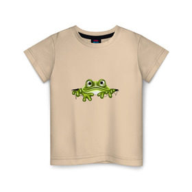 Детская футболка хлопок с принтом Жаба , 100% хлопок | круглый вырез горловины, полуприлегающий силуэт, длина до линии бедер | Тематика изображения на принте: жаба | лягушка | няшка | позитив и смайлы | прикольные картинки