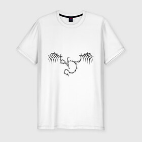 Мужская футболка премиум с принтом Тату скелет дракона , 92% хлопок, 8% лайкра | приталенный силуэт, круглый вырез ворота, длина до линии бедра, короткий рукав | Тематика изображения на принте: крылья | скелет