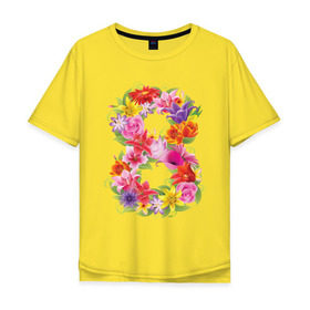 Мужская футболка хлопок Oversize с принтом 8 марта из цветов , 100% хлопок | свободный крой, круглый ворот, “спинка” длиннее передней части | Тематика изображения на принте: 8 марта | 8 марта из цветов | идеи подарков | любимая | мама | подарок | цветы