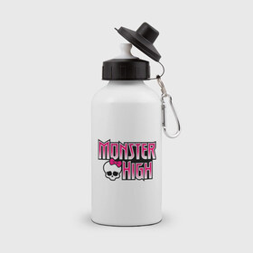 Бутылка спортивная с принтом Monster High logo , металл | емкость — 500 мл, в комплекте две пластиковые крышки и карабин для крепления | monster high | кукла монстр | куклы | монстры | школа монстров