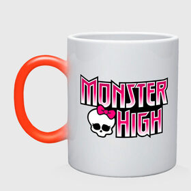 Кружка хамелеон с принтом Monster High logo , керамика | меняет цвет при нагревании, емкость 330 мл | monster high | кукла монстр | куклы | монстры | школа монстров