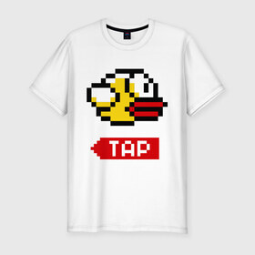 Мужская футболка премиум с принтом Flappy bird tap , 92% хлопок, 8% лайкра | приталенный силуэт, круглый вырез ворота, длина до линии бедра, короткий рукав | 