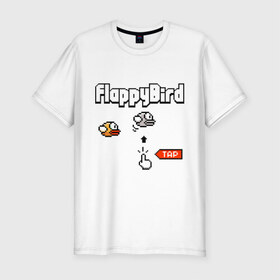 Мужская футболка премиум с принтом Flappy bird , 92% хлопок, 8% лайкра | приталенный силуэт, круглый вырез ворота, длина до линии бедра, короткий рукав | 