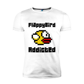 Мужская футболка премиум с принтом FlappyBird addicted , 92% хлопок, 8% лайкра | приталенный силуэт, круглый вырез ворота, длина до линии бедра, короткий рукав | flappy bird | fun | tap | игры | птичка