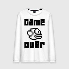 Мужской лонгслив хлопок с принтом Game over , 100% хлопок |  | flappy bird | fun | tap | игры | птичка