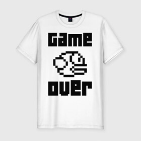 Мужская футболка премиум с принтом Game over , 92% хлопок, 8% лайкра | приталенный силуэт, круглый вырез ворота, длина до линии бедра, короткий рукав | flappy bird | fun | tap | игры | птичка