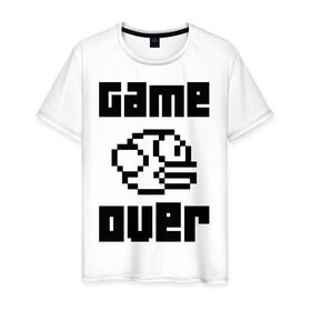 Мужская футболка хлопок с принтом Game over , 100% хлопок | прямой крой, круглый вырез горловины, длина до линии бедер, слегка спущенное плечо. | flappy bird | fun | tap | игры | птичка
