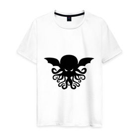 Мужская футболка хлопок с принтом Ктулху , 100% хлопок | прямой крой, круглый вырез горловины, длина до линии бедер, слегка спущенное плечо. | дьяволы | ктулху | монстры | море | осьминог | привидения