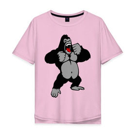 Мужская футболка хлопок Oversize с принтом Злая горилла , 100% хлопок | свободный крой, круглый ворот, “спинка” длиннее передней части | Тематика изображения на принте: горилла | животные | злая горилла | обезьяна