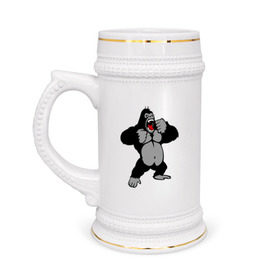 Кружка пивная с принтом Злая горилла ,  керамика (Материал выдерживает высокую температуру, стоит избегать резкого перепада температур) |  объем 630 мл | горилла | животные | злая горилла | обезьяна