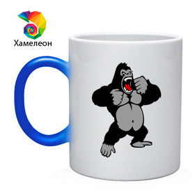 Кружка хамелеон с принтом Злая горилла , керамика | меняет цвет при нагревании, емкость 330 мл | горилла | животные | злая горилла | обезьяна