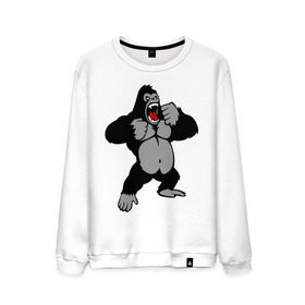 Мужской свитшот хлопок с принтом Злая горилла , 100% хлопок |  | Тематика изображения на принте: горилла | животные | злая горилла | обезьяна