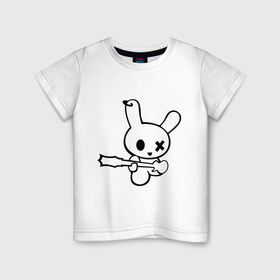 Детская футболка хлопок с принтом Заяц рок музыкант , 100% хлопок | круглый вырез горловины, полуприлегающий силуэт, длина до линии бедер | животные | заяц | заяц рок музыкант | музыка рок
