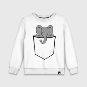 Детский свитшот хлопок с принтом Слон в кармашке , 100% хлопок | круглый вырез горловины, эластичные манжеты, пояс и воротник | слон