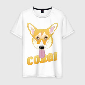 Мужская футболка хлопок с принтом Корги , 100% хлопок | прямой крой, круглый вырез горловины, длина до линии бедер, слегка спущенное плечо. | животные | корги | пес | прикольные картинки | собака