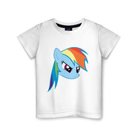 Детская футболка хлопок с принтом Rainbow Dash , 100% хлопок | круглый вырез горловины, полуприлегающий силуэт, длина до линии бедер | Тематика изображения на принте: my little pony | rainbow dash | дружба   это чудо | мультфильм | пони | поняши | поняшки | радуга дэш