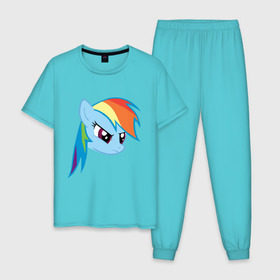 Мужская пижама хлопок с принтом Rainbow Dash , 100% хлопок | брюки и футболка прямого кроя, без карманов, на брюках мягкая резинка на поясе и по низу штанин
 | my little pony | rainbow dash | дружба   это чудо | мультфильм | пони | поняши | поняшки | радуга дэш