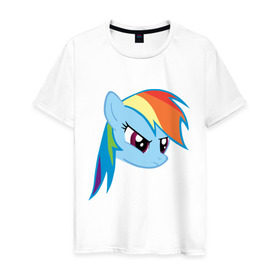 Мужская футболка хлопок с принтом Rainbow Dash , 100% хлопок | прямой крой, круглый вырез горловины, длина до линии бедер, слегка спущенное плечо. | my little pony | rainbow dash | дружба   это чудо | мультфильм | пони | поняши | поняшки | радуга дэш