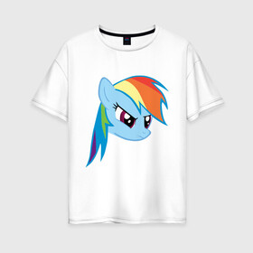 Женская футболка хлопок Oversize с принтом Rainbow Dash , 100% хлопок | свободный крой, круглый ворот, спущенный рукав, длина до линии бедер
 | my little pony | rainbow dash | дружба   это чудо | мультфильм | пони | поняши | поняшки | радуга дэш