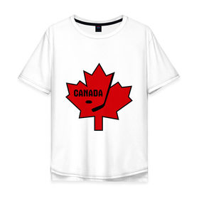 Мужская футболка хлопок Oversize с принтом Canada hockey (Канадский хоккей) , 100% хлопок | свободный крой, круглый ворот, “спинка” длиннее передней части | Тематика изображения на принте: canada hockey | калиновый лист | канадский хоккей | спорт | хоккей