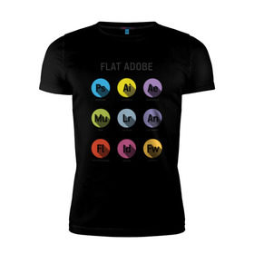 Мужская футболка премиум с принтом Flat Adobe , 92% хлопок, 8% лайкра | приталенный силуэт, круглый вырез ворота, длина до линии бедра, короткий рукав | flat adobe | графика | графический дизайн | дизайнерам | профессии