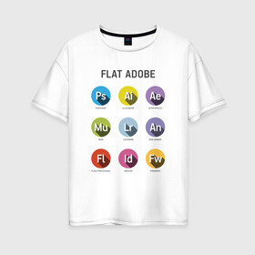 Женская футболка хлопок Oversize с принтом Flat Adobe , 100% хлопок | свободный крой, круглый ворот, спущенный рукав, длина до линии бедер
 | flat adobe | графика | графический дизайн | дизайнерам | профессии
