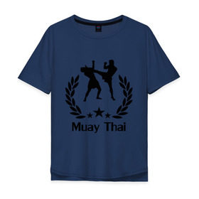 Мужская футболка хлопок Oversize с принтом Muay Thai (Тайский бокс) , 100% хлопок | свободный крой, круглый ворот, “спинка” длиннее передней части | Тематика изображения на принте: muay thai | бокс | спорт | тайский бокс