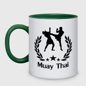 Кружка двухцветная с принтом Muay Thai (Тайский бокс) , керамика | объем — 330 мл, диаметр — 80 мм. Цветная ручка и кайма сверху, в некоторых цветах — вся внутренняя часть | muay thai | бокс | спорт | тайский бокс