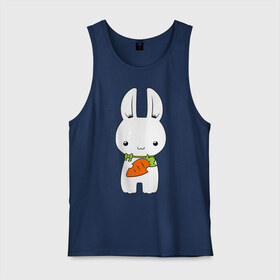 Мужская майка хлопок с принтом Зайчик с морковкой , 100% хлопок |  | Тематика изображения на принте: белый кролик | животные | зайчик | зайчик с морковкой | морковь