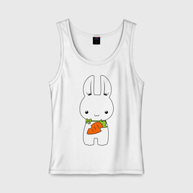 Женская майка хлопок с принтом Зайчик с морковкой , 95% хлопок, 5% эластан |  | белый кролик | животные | зайчик | зайчик с морковкой | морковь