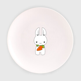 Тарелка с принтом Зайчик с морковкой , фарфор | диаметр - 210 мм
диаметр для нанесения принта - 120 мм | Тематика изображения на принте: белый кролик | животные | зайчик | зайчик с морковкой | морковь