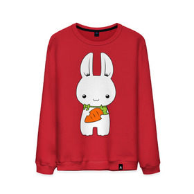 Мужской свитшот хлопок с принтом Зайчик с морковкой , 100% хлопок |  | белый кролик | животные | зайчик | зайчик с морковкой | морковь