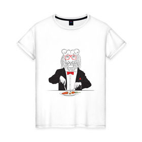 Женская футболка хлопок с принтом Лев вегетарианец , 100% хлопок | прямой крой, круглый вырез горловины, длина до линии бедер, слегка спущенное плечо | еда | животные | лев | лев вегетарианец | очки | прикольные картинки | хипстер