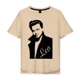 Мужская футболка хлопок Oversize с принтом Леонардо Дикаприо , 100% хлопок | свободный крой, круглый ворот, “спинка” длиннее передней части | лео