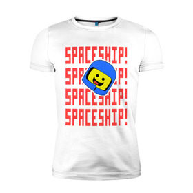 Мужская футболка премиум с принтом Spaceship , 92% хлопок, 8% лайкра | приталенный силуэт, круглый вырез ворота, длина до линии бедра, короткий рукав | Тематика изображения на принте: everything is awesome | spaceship | the lego movie | лего | легофильм | фильм