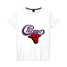 Женская футболка хлопок с принтом Чикаго Булс Chicago bulls , 100% хлопок | прямой крой, круглый вырез горловины, длина до линии бедер, слегка спущенное плечо | chicago bulls | swag | бык | чикаго булс