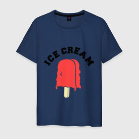 Мужская футболка хлопок с принтом Мороженое Ice Cream , 100% хлопок | прямой крой, круглый вырез горловины, длина до линии бедер, слегка спущенное плечо. | 