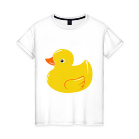 Женская футболка хлопок с принтом Утёнок , 100% хлопок | прямой крой, круглый вырез горловины, длина до линии бедер, слегка спущенное плечо | детям | животные | кря | птица | утёнок