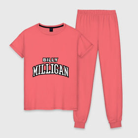 Женская пижама хлопок с принтом Billy Milligan Rap , 100% хлопок | брюки и футболка прямого кроя, без карманов, на брюках мягкая резинка на поясе и по низу штанин | Тематика изображения на принте: billy milligan rap | rap | русский рэп
