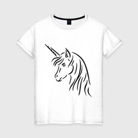 Женская футболка хлопок с принтом Единорог , 100% хлопок | прямой крой, круглый вырез горловины, длина до линии бедер, слегка спущенное плечо | unicorn | единорог | животные | лошадь | рог