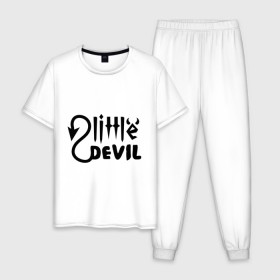 Мужская пижама хлопок с принтом Маленький дьявол , 100% хлопок | брюки и футболка прямого кроя, без карманов, на брюках мягкая резинка на поясе и по низу штанин
 | маленький дьявол | монстры | привидения и дьяволы