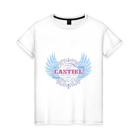 Женская футболка хлопок с принтом Кастиэль - сериал Сверхъестественное , 100% хлопок | прямой крой, круглый вырез горловины, длина до линии бедер, слегка спущенное плечо | 
